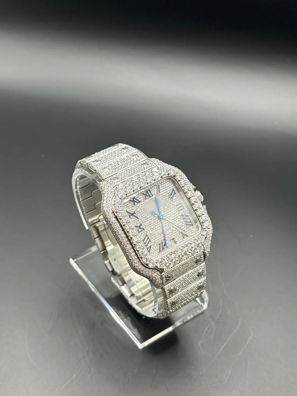 WHITE SQUARE MOISSANITE WATCH (40MM)