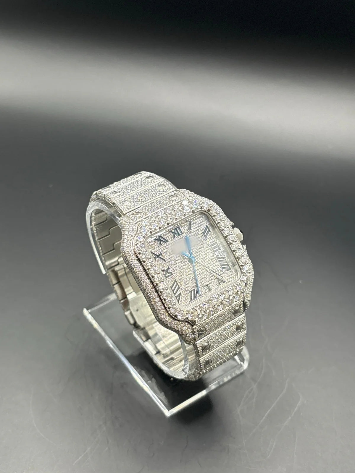 WHITE SQUARE MOISSANITE WATCH (40MM)