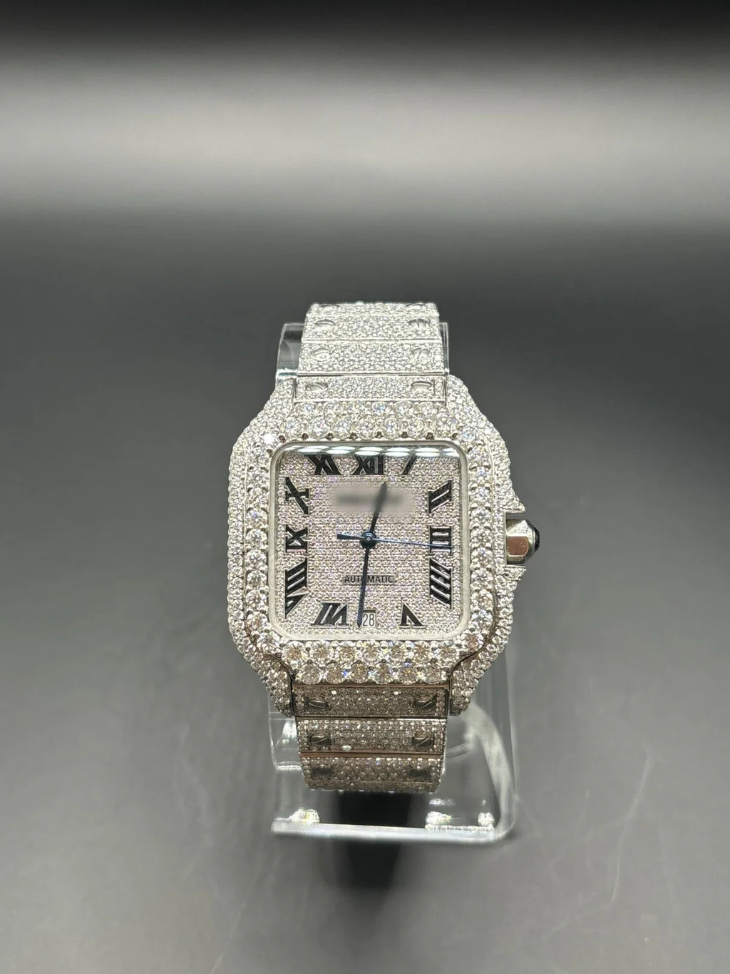 WHITE SQUARE MOISSANITE WATCH (40MM)