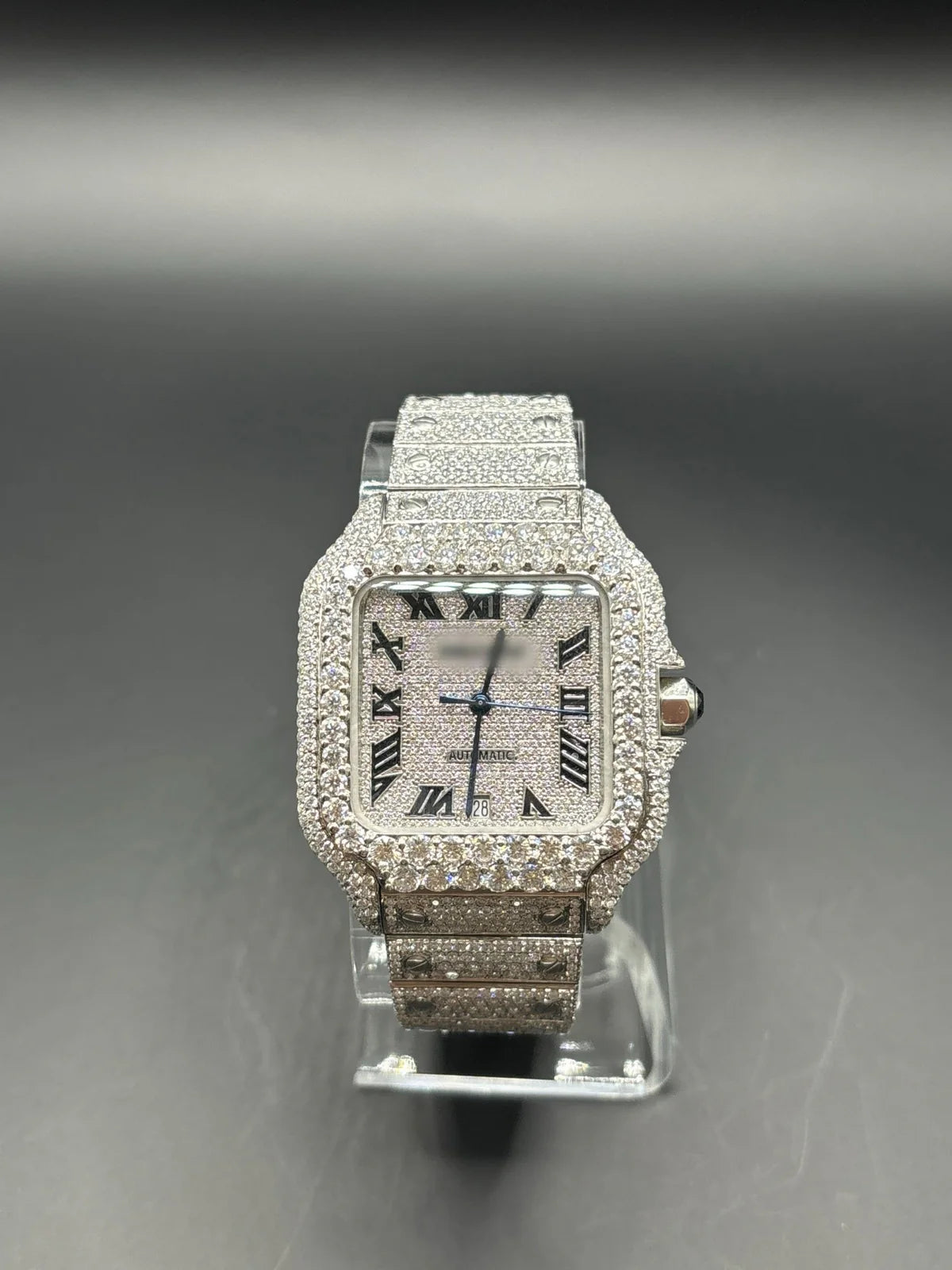 WHITE SQUARE MOISSANITE WATCH (40MM)