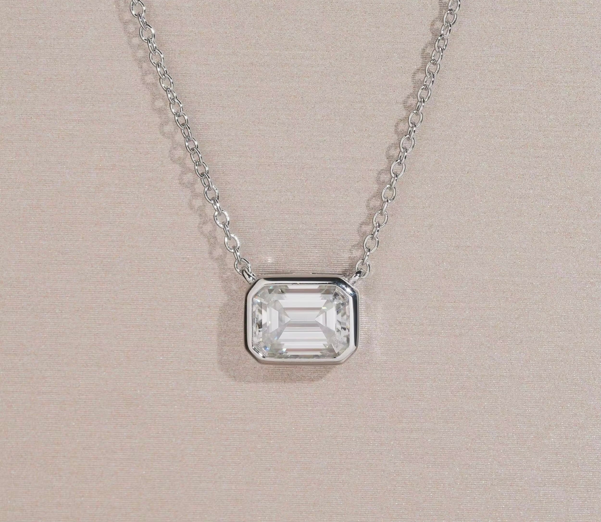 Emerald Cut Necklace and Earrings Set