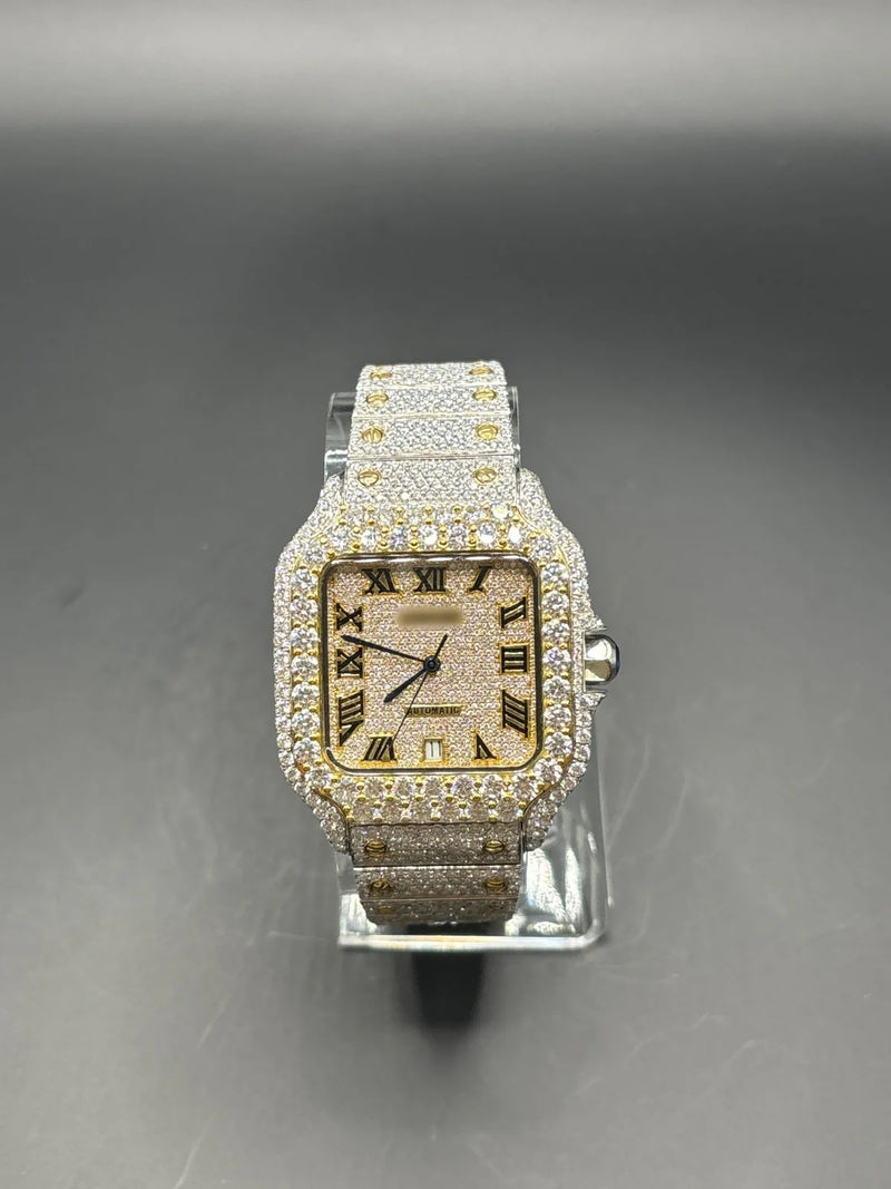 TWO-TONE YELLOW SQUARE MOISSANITE WATCH (40MM)
