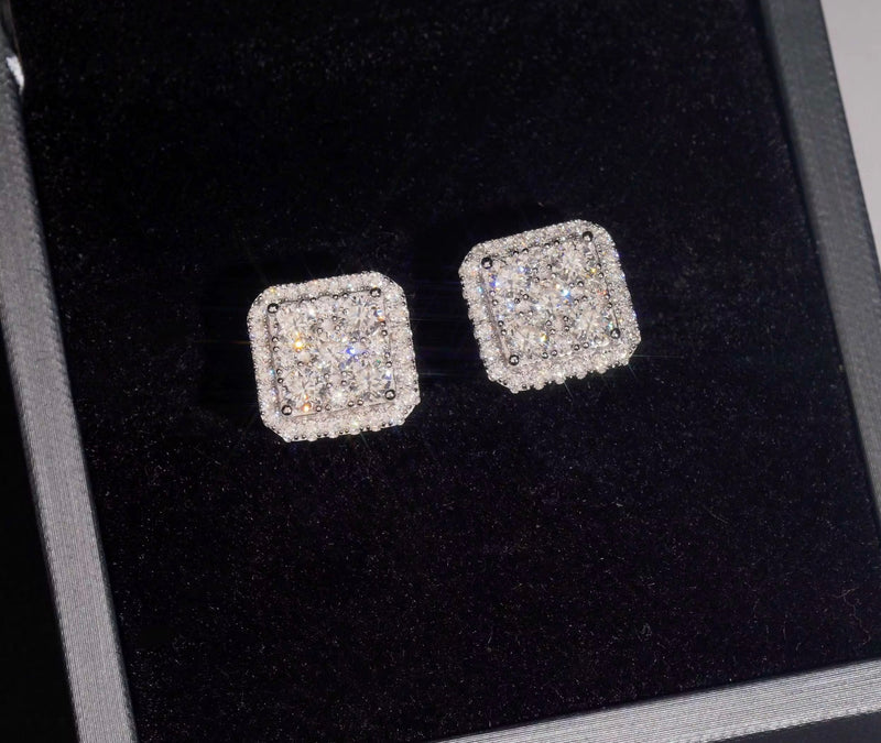 Iced Drop Square Stud Earrings