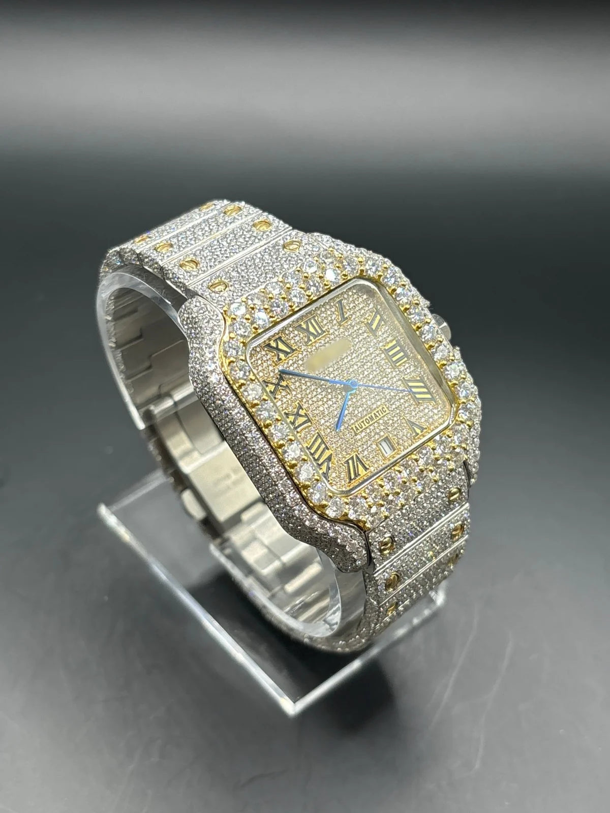 TWO-TONE YELLOW SQUARE MOISSANITE WATCH (40MM)